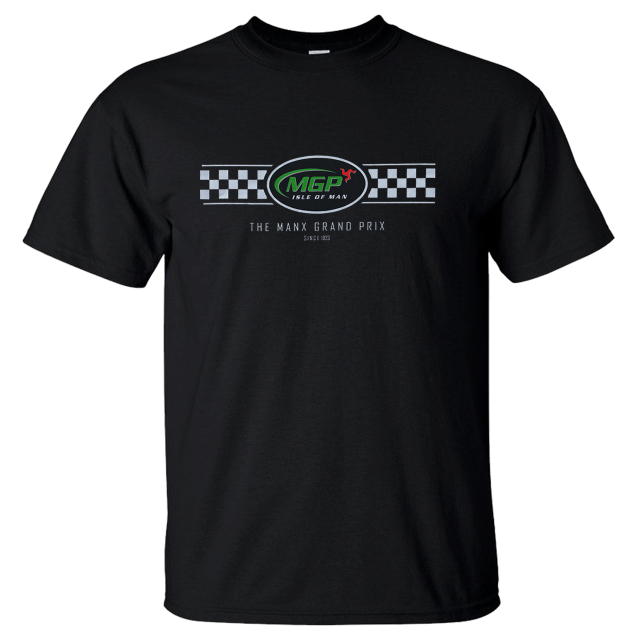 MANX GRAND PRIX - CHECK- BLACK T-SHIRT 24MGP-CBT